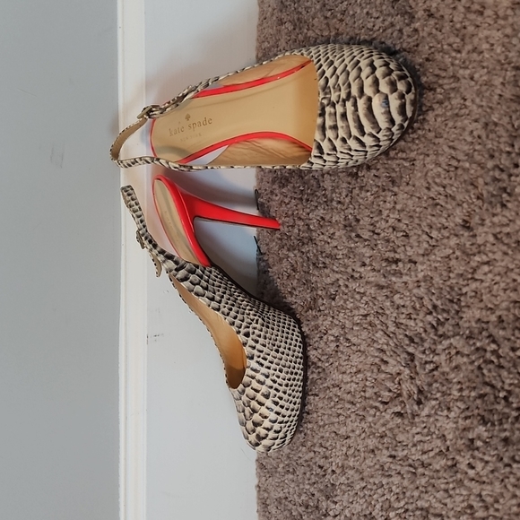 kate spade Shoes - Kate Spade snakeskin print round toe sling backs with neon heel-8B